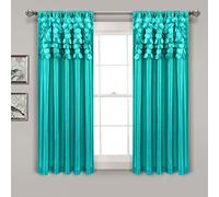 Lush Decor Circle Dream - Juego de Paneles de Cortinas para Ventana, Sala de Estar, Comedor, Dormitorio (par), 54 Pulgadas de Ancho x 63 Pulgadas de Largo, Turquesa
