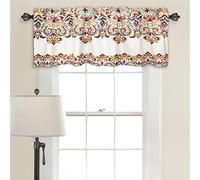 Lush Decor Clara - Cortina Individual Estilo Bohemio con Estampado de Damasco, 18 x 52 Pulgadas, Turquesa y Mandarina