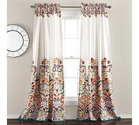 Lush Decor Clara Cortinas Paisley Damasco Estampado Bohemio Estilo Dormitorio Ventana Panel Set para Sala, Comedor Dormitorio (Par), 95" x 52", Turquesa y Mandarina