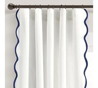 Lush Decor Coastal Chic - Par de Paneles de Cortinas de Ventana con Borde Festoneado, 52 Pulgadas de Ancho x 84 Pulgadas de Largo, Gris y Blanco Roto