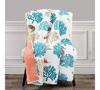 Lush Decor Coastal Reef Manta de Plumas de Arrecife, 152 x 127 cm, Azul y Coral