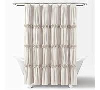 Lush Decor, Cortina de Ducha Neutra Darla con diseño Floral Vintage, Estilo Granja, 72 x 72 Pulgadas