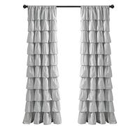 Lush Decor, Cortina de Ventana con Volantes Gris Claro, Panel de Estilo rústico Shabby Chic para Sala de Estar, Comedor, Dormitorio (Individual), 84 Pulgadas x 50 Pulgadas de Largo