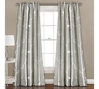 Lush Decor - Cortinas con diseño de pájaro en el árbol, filtran la luz, para Sala de Estar, Comedor, Dormitorio, par de Paneles de 84 Pulgadas de Largo, Gris, 2 Unidades