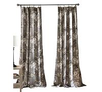 Lush Decor Cortinas de jardín botánico con Estampado Floral de pájaros para oscurecer la habitación, Juego de Ventana para Sala, Comedor, Dormitorio, 95 x 52 Pulgadas, Gris, poliéster, Gris, par de