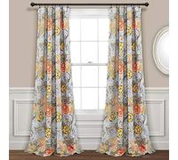 Lush Decor Cortinas Sydney Gris y Verde Claro | Juego de Ventanas de oscurecimiento de habitación de jardín Floral para Sala de Estar, Comedor, Dormitorio de Largo x 52 Pulgadas de Ancho, par de