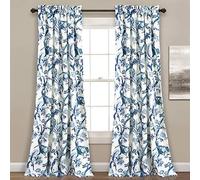 Lush Decor Dolores - Juego de Cortinas para oscurecimiento de Ventana para salón, Comedor, Dormitorio (par), 95" x 52", Azul, 52x95+2