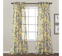 Lush Decor Dolores - Par de Cortinas Transparentes para Ventana, 213 cm de Largo x 132 cm de Ancho, Color Amarillo