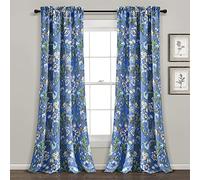 Lush Decor Dolores - Pares de Cortinas para Ventana con Filtro de luz, 84 Pulgadas de Largo x 52 Pulgadas de Ancho, Azul y Verde