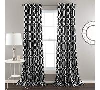 Lush Decor Edward Trellis Juego de Cortinas para oscurecer la habitación, para Sala de Estar, Comedor, Dormitorio (par), Poliéster, Negro, 52" W x 84" L