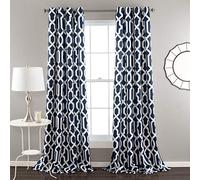 Lush Decor Edward Trellis Juego de Cortinas para oscurecer la habitación, para Sala de Estar, Comedor, Dormitorio (par), Tela, Azul Marino, 52" W x 84" L