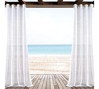 Lush Decor Farmhouse - Panel de Cortina Transparente con Ojales texturizados para Interiores y Exteriores, 84 Pulgadas de Largo x 50 Pulgadas de Ancho, Blanco blanqueador