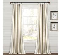 Lush Decor Farmhouse - Par de Cortinas de algodón Reciclado teñido a Rayas ecológicas, 241 cm de Largo x 106 cm de Ancho, Neutro