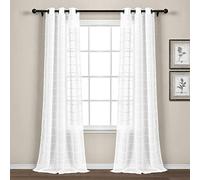 Lush Decor Farmhouse - Par de Paneles de Cortina para Ventana con Ojales, 108 Pulgadas de Largo x 38 Pulgadas de Ancho, Blanco blanqueador