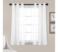 Lush Decor Farmhouse - Par de Paneles de Cortina para Ventana con Ojales, 63 Pulgadas de Largo x 38 Pulgadas de Ancho, Color Blanco blanqueador