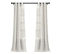 Lush Decor Farmhouse - Par de Paneles de Cortinas Transparentes con Ojales texturizados, 38 Pulgadas de Ancho x 84 Pulgadas de Largo, Color Blanco