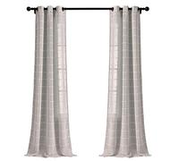 Lush Decor Farmhouse - Par de Paneles de Cortinas traslúcidas con Ojales texturizados para Ventana, 38 Pulgadas de Ancho x 84 Pulgadas de Largo, Color Gris
