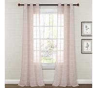 Lush Decor Farmhouse - Par de Paneles de Cortinas traslúcidas con Ojales texturizados para Ventana, 84 Pulgadas de Largo x 38 Pulgadas de Ancho, Color Rubor