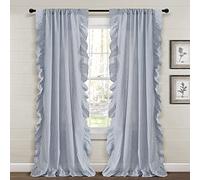 Lush Decor Farmhouse Reyna - Par de Paneles de Cortinas con Volantes, 52 Pulgadas de Ancho x 84 Pulgadas de Largo, Azul Marino