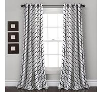 Lush Decor Feather Arrow Geo Room-Darkening Juego de Cortinas para Ventana (241 x 132 cm), Blanco y Negro, 52" W x 95" L (Pack of 2)