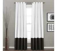 Lush Decor Gray Prima - Juego de Cortinas para Ventana de Sala de Estar, Comedor, Dormitorio (par), 54 x 84 Pulgadas, 54 Pulgadas de Ancho x 84 Pulgadas de Largo, Color Blanco y Negro