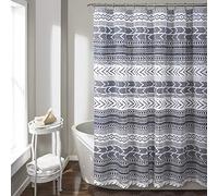 Lush Decor Hygge Geo Cortina de Ducha, 182,88 x 182,88 cm, Azul Marino y Blanco