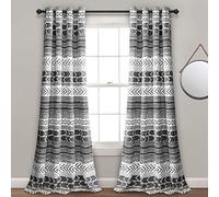 Lush Decor Hygge Geo - Par de Paneles de Cortinas filtrantes de luz, 84 x 52 Pulgadas, Color Blanco y Negro