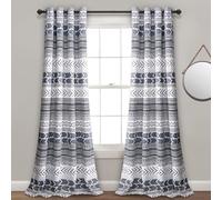Lush Decor Hygge Geo - Par de Paneles de Cortinas para oscurecer la habitación, 84 x 52 Pulgadas, Azul Marino y Blanco, 52 Pulgadas de Ancho x 84 Pulgadas de Largo (Paquete de 1)