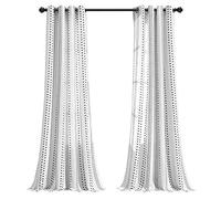 Lush Decor Hygge - Par de Cortinas a Rayas para Ventana, 84 Pulgadas de Largo x 52 Pulgadas de Ancho, Blanco y Negro