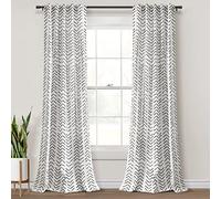 Lush Decor Hygge - Par de Paneles de Cortina para Ventana con Aspecto de Flecha Moderna, 84 Pulgadas de Largo x 40 Pulgadas de Ancho, Blanco y Negro