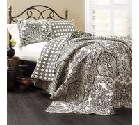 Lush Decor - Juego de Cama de 3 Piezas, Reversible, Estampado de Cachemira de Damasco