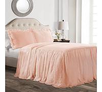 Lush Decor - Juego de colcha con falda con volantes, juego de ropa de cama de 3 piezas de lujo, elegante y encantador detalle de volantes, estilo atemporal y diseño clásico, suave y ligero, tamaño