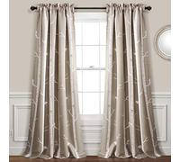 Lush Decor Juego de Cortinas filtrantes de luz con diseño de pájaro de Trigo en el árbol, para Sala de Estar, Comedor, Dormitorio, 132 cm de Ancho, 213 cm de Largo, par de Paneles