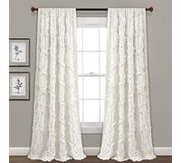 Lush Decor, Juego de Paneles de Ventana texturizados con Volantes Blancos para Sala de Estar, Comedor, Dormitorio (par), 84 x 54, 2 Unidades