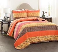 Lush Decor Juego de Ropa de Cama Reversible de 3 Piezas, algodón, Mandarina, tamaño King