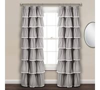 Lush Decor Lace Ruffle Panel de Cortina para Ventana, Poliéster, Gris, W 52" x L 84" (1 Panels)