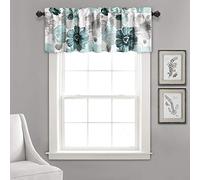 Lush Decor Leah - Cenefa de Filtro de luz Floral, 52 Pulgadas de Ancho x 18 Pulgadas de Largo, Color Azul, Cortina Floral, decoración de Primavera, Flores Coloridas en Flor, cenefas de baño o Cocina