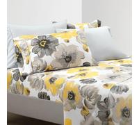 Lush Decor Leah - Juego de sábanas Suaves de 6 Piezas, tamaño King, Amarillo y Gris