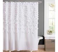 Lush Decor Lucia Cortina de Ducha de 72 x 72 Pulgadas, Poliéster Cepillado Suave, Blanco, 72" W x 72" L (Pack of 1)