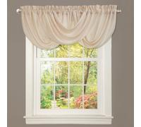 Lush Decor Lucia Elegante Cenefa de Cascada para Sala de Estar, Cocina y Dormitorio, Cortina de Ventana de poliéster Suave, Individual, Color Marfil (42 Pulgadas de Ancho x 18 Pulgadas de Largo)