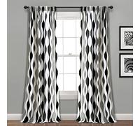 Lush Decor Mid Century Geo - Par de Paneles de Cortinas para Ventana con Filtro de luz, 95 Pulgadas de Largo x 52 Pulgadas de Ancho, Color Negro y Gris