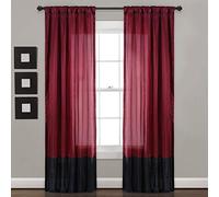 Lush Decor Milione Fiori Juego de Paneles de Cortinas de Ventana para Sala de Estar, Comedor, Dormitorio (par), Poliéster, Merlot y Negro, W 42" x L 84" (1 Panels)
