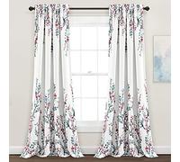 Lush Decor Mirabelle - Par de Paneles de Cortinas para Ventana con Filtro de luz Floral en Acuarela, 84 Pulgadas de Largo x 52 Pulgadas de Ancho, Azul y Coral