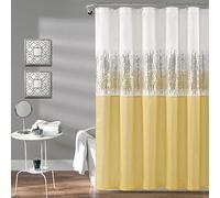 Lush Decor Night Sky - Cortina de Ducha (72 x 72 cm), Color Blanco y Amarillo