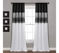 Lush Decor Night Sky - Cortina para Ventana, Color Negro y Blanco, 42 x 84 Pulgadas