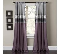 Lush Decor Night Sky Window Curtain Single Panel Cortina de Ventana de Cielo Nocturno Individual, Poliéster, Morado y Gris, 42" W x 84" L