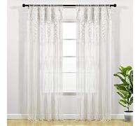 Lush Decor Panel de Cortina de algodón Texturizado de macramé Bohemio para Ventana, Panel Individual, 40 Pulgadas de Ancho x 95 Pulgadas de Largo, Color Blanco, Cortina de Puerta, Divisor de