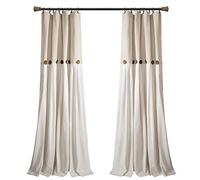 Lush Decor, Panel de Cortina de Lino Individual con Botones para Ventana, decoración rústica y Moderna, Bloques de Color para Sala de Estar, Dormitorio y Comedor, 102 cm de Ancho x 213 cm de Largo