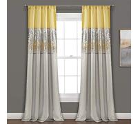 Lush Decor Panel de Cortina de Ventana de Cielo Nocturno Individual, Amarillo/Gris, 42 x 84 Pulgadas