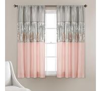 Lush Decor Panel de Cortina de Ventana Night Sky (Panel Individual), 63 Pulgadas de Largo x 42 Pulgadas de Ancho, Gris y Rubor